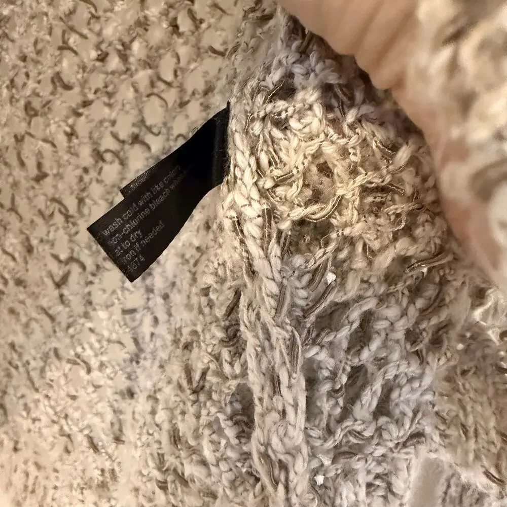 The limited oatmeal neutral open knit shirttail sweater size small